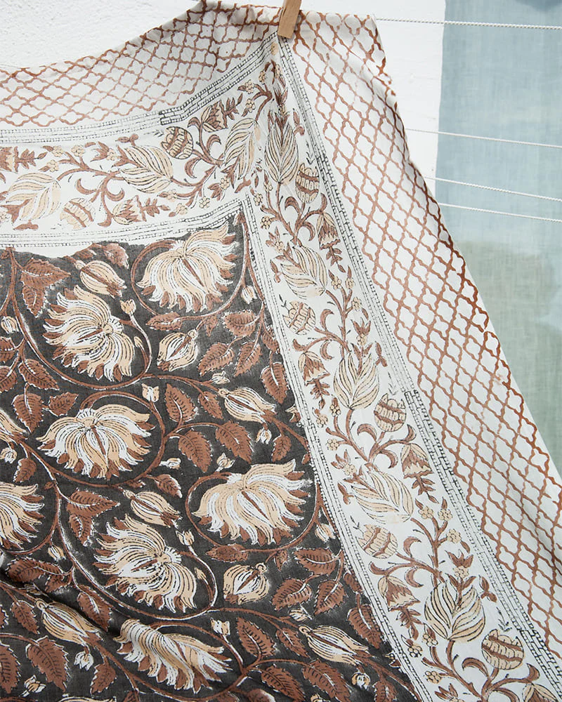 Paréo Blockprint marron - Image 3