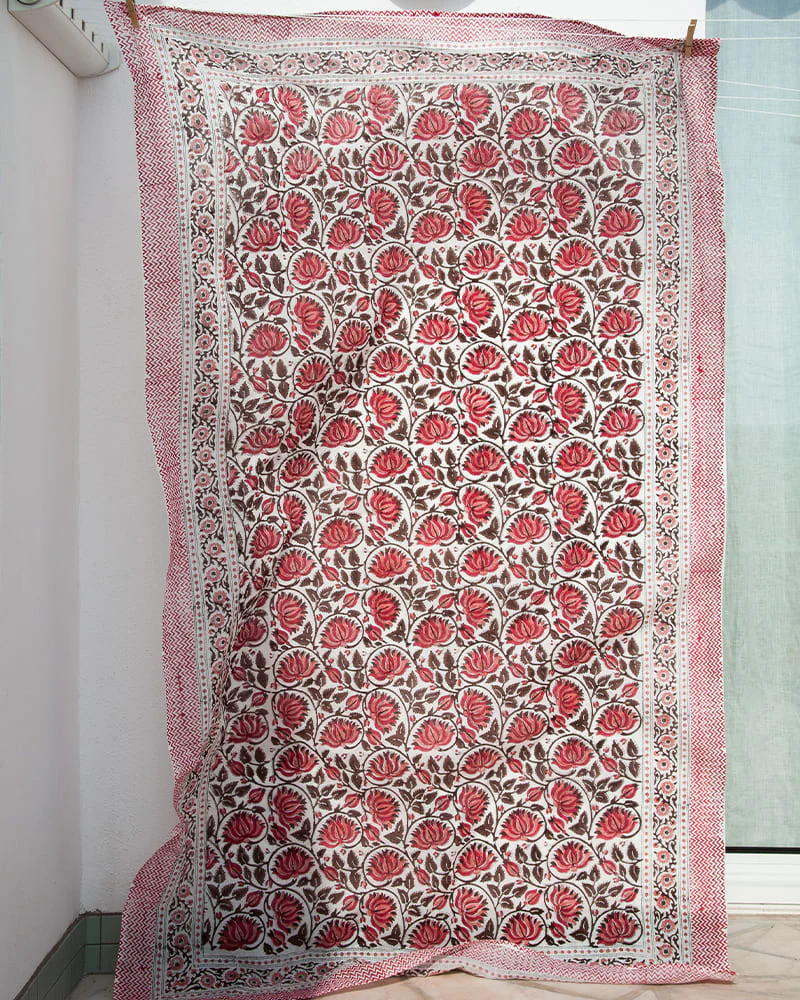 Paréo Blockprint marron et rose - Image 5