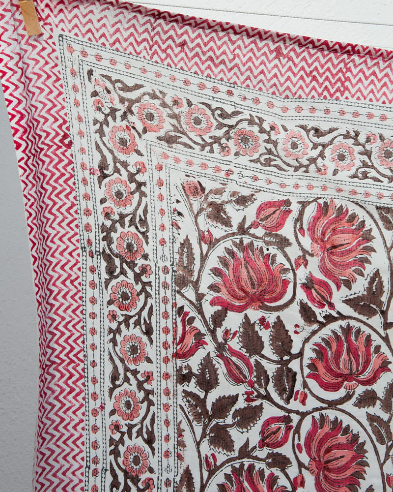 Paréo Blockprint marron et rose - Image 9